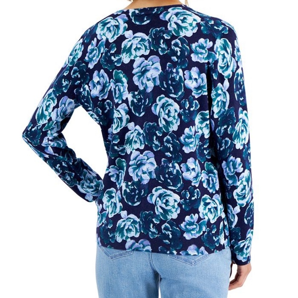 Karen Scott XXL Blue Blossom Cardigan - Picture 2 of 5